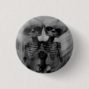 Conjoined Twins Skeleton button pin