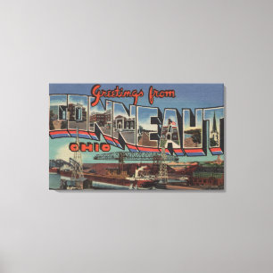 Conneaut, Ohio - Large Letter Scenes Canvas Print