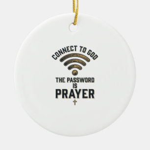 Connect to God Prayer Christian Vector Design_1 Ceramic Ornament