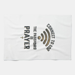 Connect to God Prayer Christian Vector Design_1 Kitchen Towel