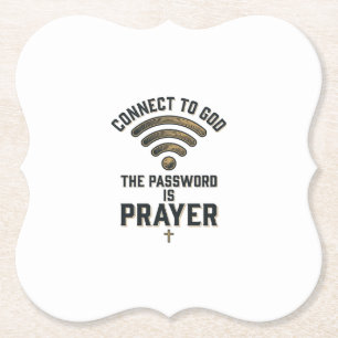 Connect to God Prayer Christian Vector Design_1 Paper Coaster