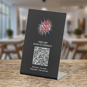 Connect to WIFI QR Code Buisness Logo Pedestal Sign