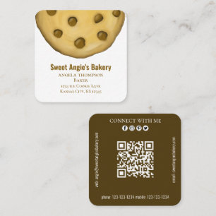 Connect With Me   QR Code Simple Bakery Cookie  Square Business Card