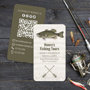 Connect With Me   QR Code Simple Fisherman Fishing Business Card