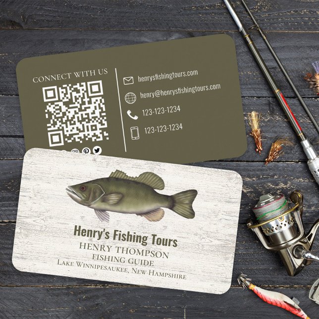 Connect With Me | QR Code Simple Fisherman Fishing Business Card (Creator Uploaded)