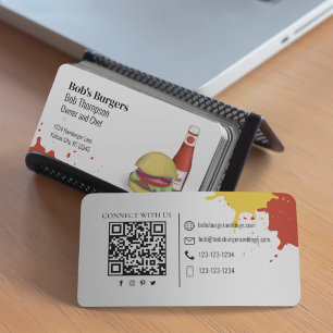 Connect With Me QR Code Simple Hamburger Business Card