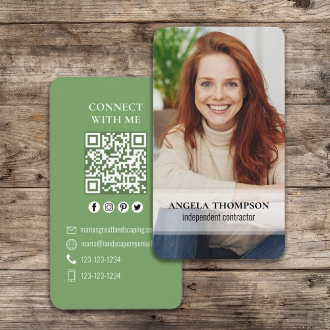 Connect With Me | QR Code Simple Modern Photo  Business Card (Creator Uploaded)