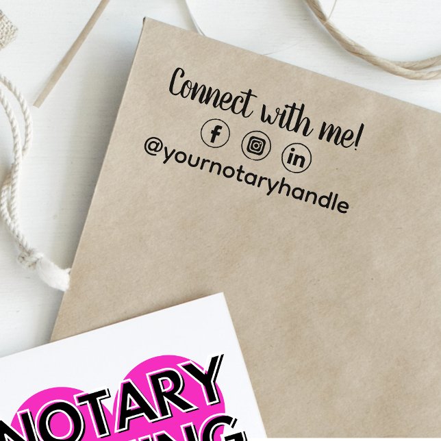 Connect With Me Social Media Notary Marketing Self-inking Stamp (Creator Uploaded)