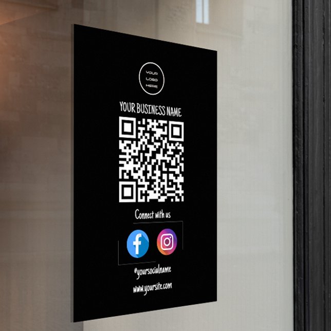 Connect With Us Black Business Logo Window Cling (Connect With Us Black Business Logo Window Cling)