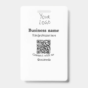 Connect with us business logo QR social media name Badge