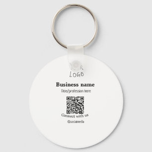 Connect with us business logo QR social media name Keychain