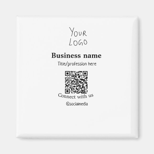 Connect with us business logo QR social media name Magnet (Front)