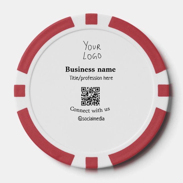 Connect with us business logo QR social media name Poker Chips (Front)