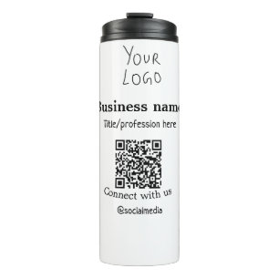 Connect with us business logo QR social media name Thermal Tumbler