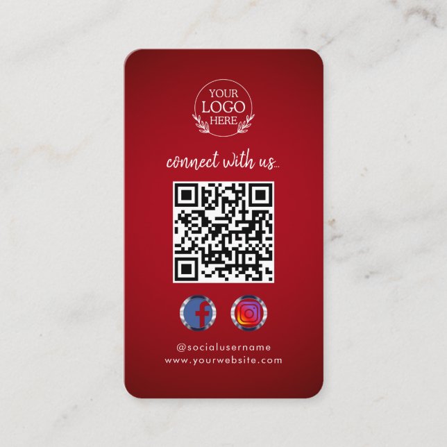 Connect with Us | Custom Social Media QR Code Business Card (Front)