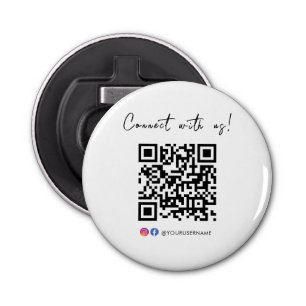Connect With Us Facebook Instagram QR Code Logo Bottle Opener