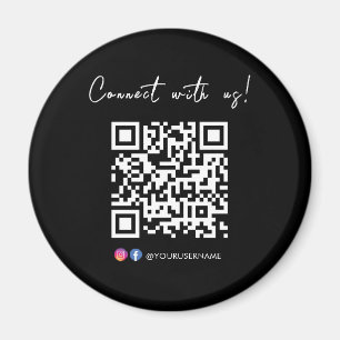 Connect With Us Facebook Instagram QR Code Logo Magnet