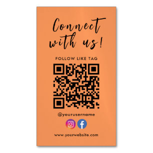 Connect With Us Facebook Instagram Qr Code Magnetic Business Card