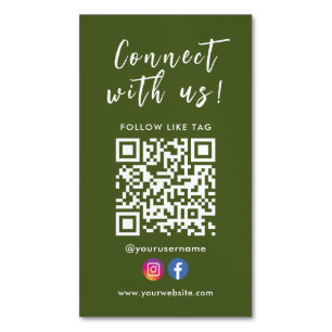 Connect With Us Facebook Instagram Qr Code Magnetic Business Card
