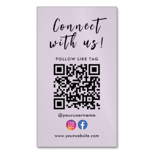 Connect With Us Facebook Instagram Qr Code Magnetic Business Card