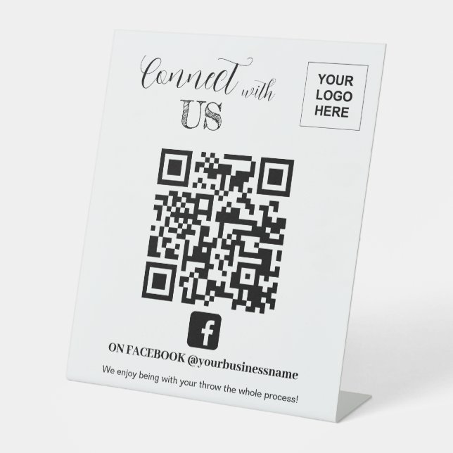Connect with us Facebook QR code Pedestal Sign (Front)