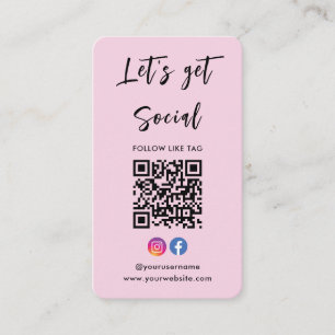Connect With Us Instagram Facebook Qr Code Pink Business Card