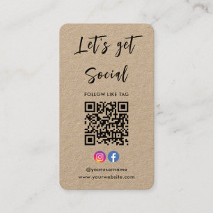 Connect With Us Instagram Facebook Qr Code Rustic Business Card