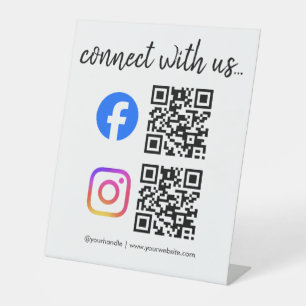 connect with us instagram facebook social media qr pedestal sign