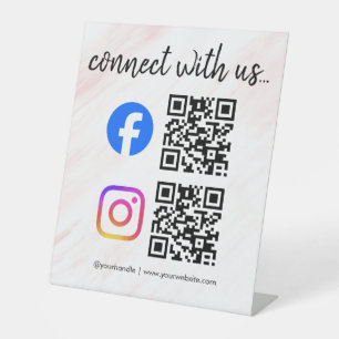 connect with us instagram facebook social media qr pedestal sign