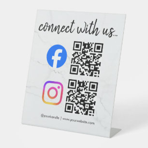 connect with us instagram facebook social media qr pedestal sign