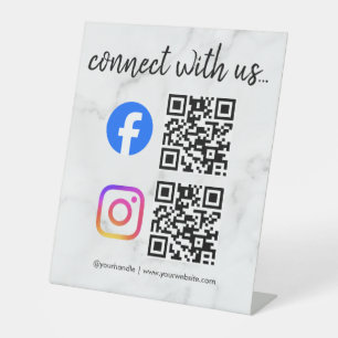 connect with us instagram facebook social media qr pedestal sign