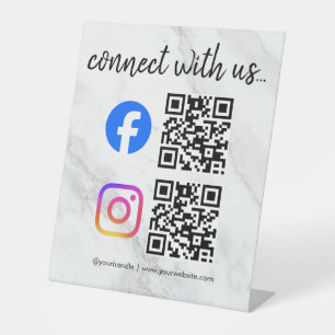 connect with us instagram facebook social media qr pedestal sign