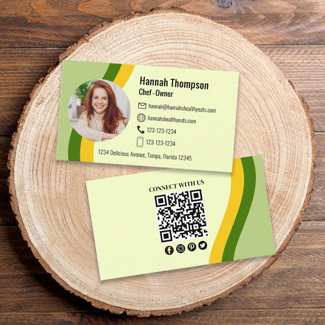 Connect With Us | Modern Photo QR Code Green Business Card (Creator Uploaded)