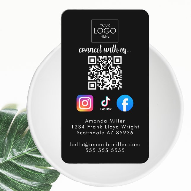 Connect With Us Modern Social Media QR Code Cool Business Card (Creator Uploaded)