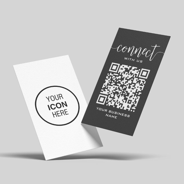 Connect With Us Qr Code Dark Grey Modern Minimal Business Card (Creator Uploaded)