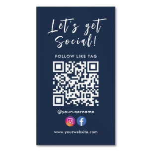 Connect With Us Qr Code Facebook Instagram Magnetic Business Card