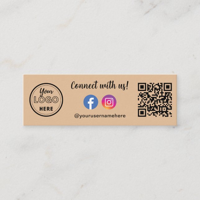 Connect With Us Qr Code Instagram Facebook Logo Mini Business Card (Front)