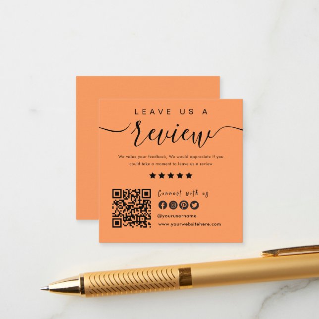 Connect With Us QR Code | Leave Us A Review Modern Enclosure Card (Front/Back In Situ)