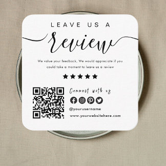 Connect With Us QR Code | Leave Us A Review Modern Enclosure Card