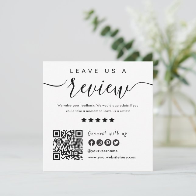 Connect With Us QR Code | Leave Us A Review Modern Invitation (Standing Front)