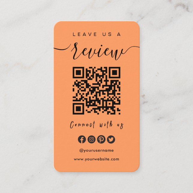 Connect With Us QR Code | Leave Us A Review Script Business Card (Front)