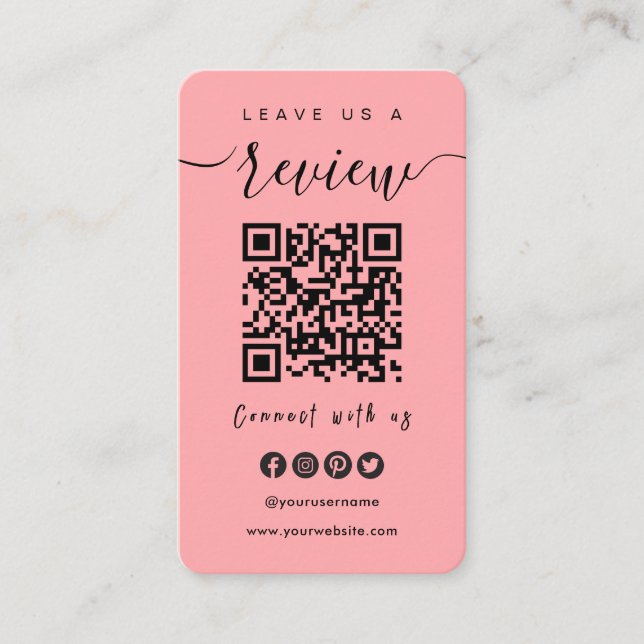 Connect With Us QR Code | Leave Us A Review Script Business Card (Front)