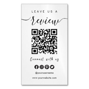Connect With Us QR Code   Leave Us A Review Script Magnetic Business Card