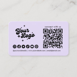 Connect With Us Qr Code Logo Purple Lilac Business Card