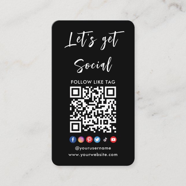 Connect With Us Qr Code Professional Black Business Card (Front)
