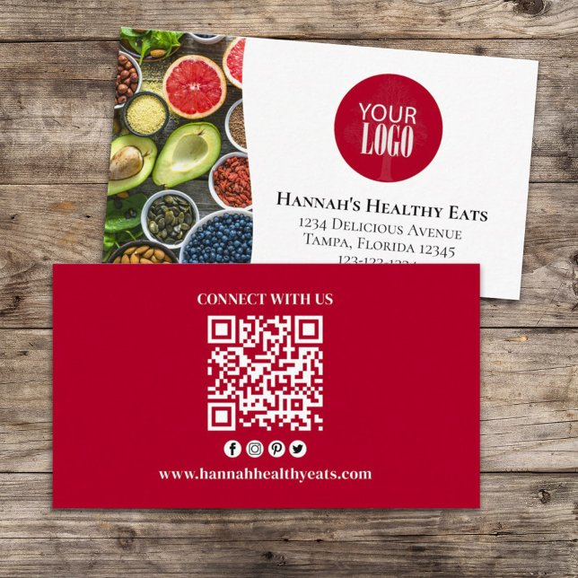 Connect With Us | QR Code Simple Logo Modern Photo Business Card (Creator Uploaded)