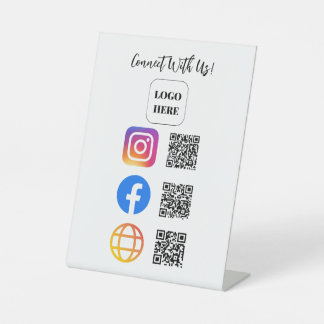 Connect With Us QR Code Tabletop Pedestal Sign