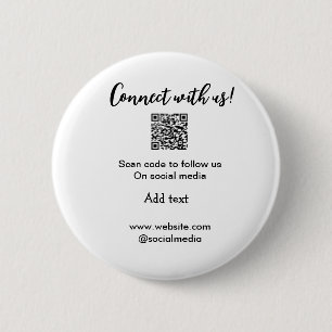 Connect with us scan QR code add website email  2 Inch Round Button