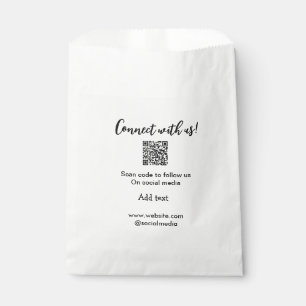 Connect with us scan QR code add website email Favour Bag