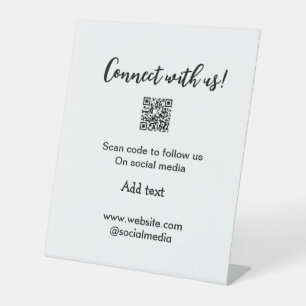 Connect with us scan QR code add website email Pedestal Sign